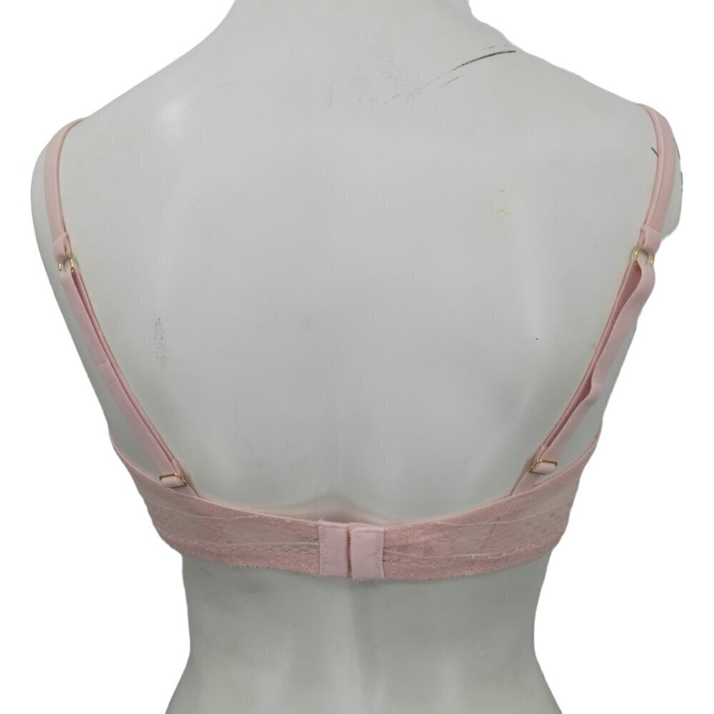 Victorias Secret Incredible Plunge Pink Lace Underwire Bra Size 34DD Sheer - Picture 7 of 11